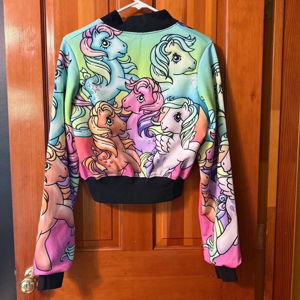 Alice Vandy My Little Pony Bomber Jacket M Multicolor Reversible Cropped Zip - Picture 5 of 11